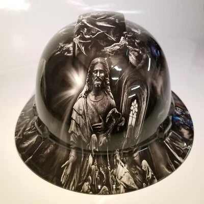 NEW FULL BRIM Hard Hat custom hydro dipped JESUS WITH ANGELS PREMIUM EDITION