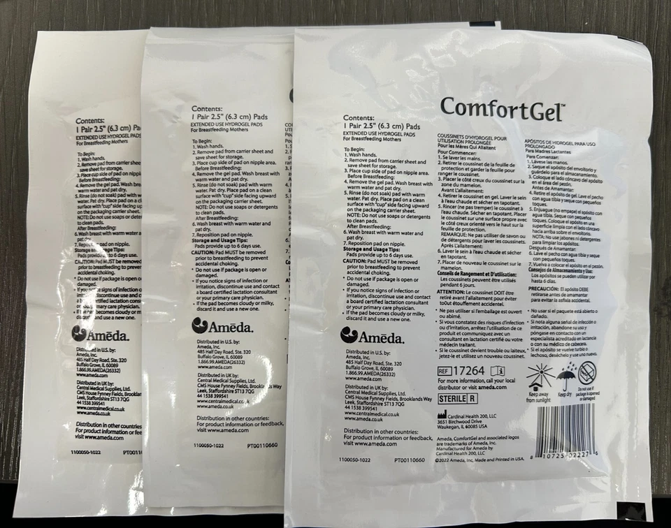 Ameda 17264 ComfortGel Hydrogel 2.5" Pads Sterile 1 Pair