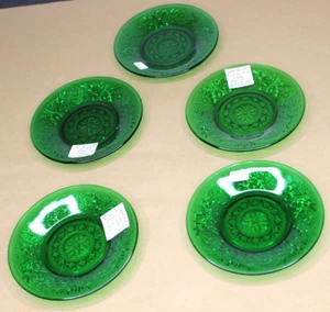 Lot of 5 Vintage Forest Green Anchor Hocking Sandwich Custard Cup Liners 1950s - Picture 1 of 3
