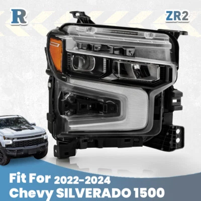 For 2022-2024 Chevy Silverado 1500 ZR2 Black FULL LED DRL Headlight Passenger Foto 1 de 4