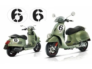 Vespa Sei Giorni GTV GT GTS Super 'WUNSCHNUMMER' Aufkleber Dekor Weiß - Schwarz - Zdjęcie 1 z 3