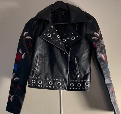 Chaqueta de Motociclista Romeo & Juliet Couture Bordada Floral Talla Pequeño Foto 1 de 4