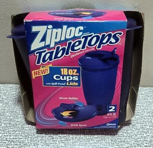 NOS Ziploc Tabletops 2 18oz Cups W/ Spill Proof Lids SC Johnson - Picture 1 of 5