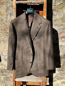Anglo-Italian 100% Wool Tweed Herringbone Jacket Blazer Brown 42S Made In Italy - Picture 1 of 12