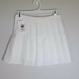 Women Junior Girls Solid White Pleated Skirt High Waist Mini Skirt shorts under - Picture 1 of 4
