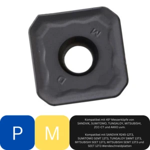 10 x SEET 12T3-PM TH300 Wendeschneidplatten zum 45° Fräsen von Stahl & VA - Picture 1 of 1