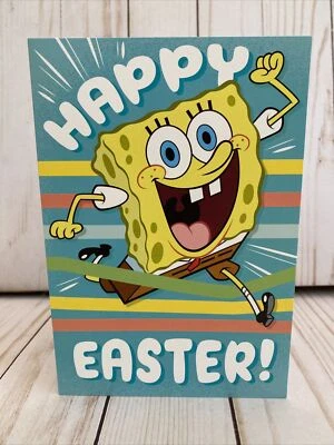 Sponge Bob Square Pants Happy Easter Card Silly Crazy Happy Hallmark New Kids - Image 1 of 4