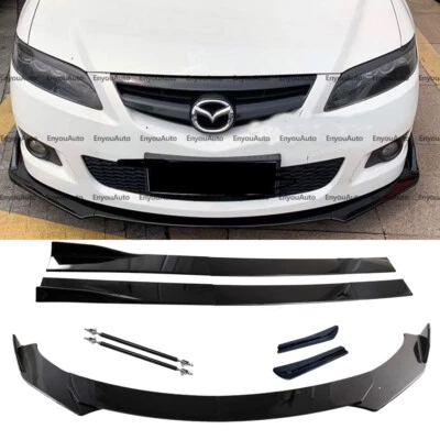 For Mazda 2 3 6 Front Bumper Lip 86" Side Skirt Rear Bumper Lip Strut Rods Black Foto 1 de 4