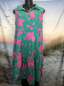 NWT CupShe Sundress Beach Midi Dress Size XL Green Pink - Picture 1 of 4