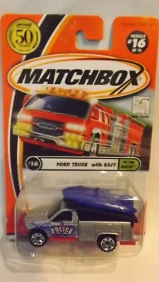 2001 Matchbox Ford Truck with Raft To The Rescue Series # 16 Police Lake Patrol  - Image 1 of 2