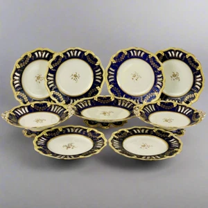 c1840 Antique John Ridgway #8579 Gold Gilt Porcelain Dessert Service - Picture 1 of 24