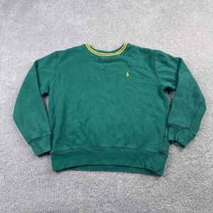 Polo Ralph Lauren Sweatshirt Youth Boys Medium Green Yellow Pony Preppy Crewneck - Picture 1 of 10
