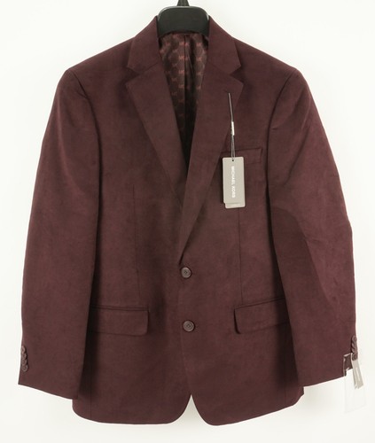 Cappotto sportivo Michael Kors uomo 38R vestibilità classica bordeaux gelso ecopelle scamosciata nuovo