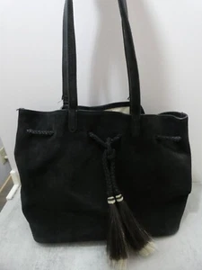 Bolso de Mano Loeffler Randall Negro Gamuza Cordón Borlas Pelo de Caballo 11"x16" - Imagen 1 de 19