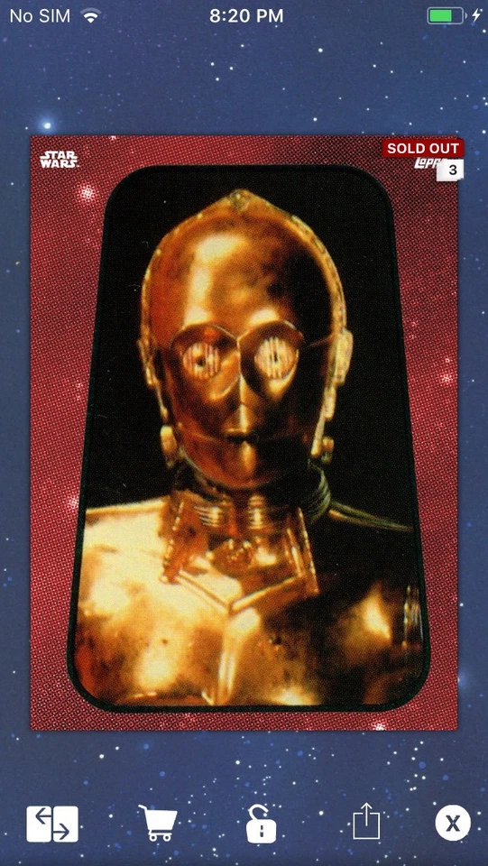 Topps Star Wars Digital Card Trader Red Sticker Art 1 C-3PO Insert Award - Image 1 of 1