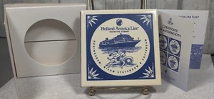 Holland America Cruise Ship Line Ceramic Tile Coaster COA Original Packaging - Picture 1 of 5
