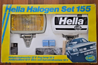 VTG NOS CHROME HELLA 155 YELLOW DRIVING LIGHTS W/ COVERS Jaguar XJS BMW Mercedes - Image 1 of 4