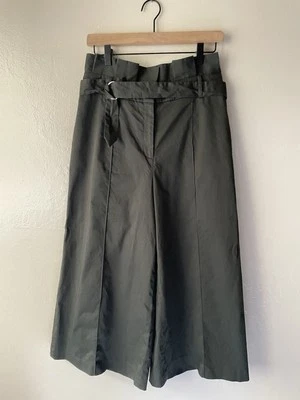 Ted Baker women wide leg culottes high waist belted paperbag pants Size 4 green - Image 1 of 4