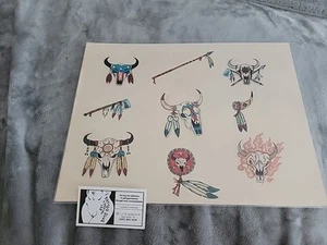 1980's SOUTHWEST VINTAGE Hand drawn Tattoo Flash Art from Tattoo Blue Macomb IL - Picture 1 of 11