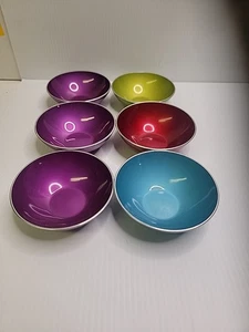 Lot Of 4 Emalox 4” Shallow Turquoise Blue Aluminum Enamel Bowl Norway - Picture 1 of 2