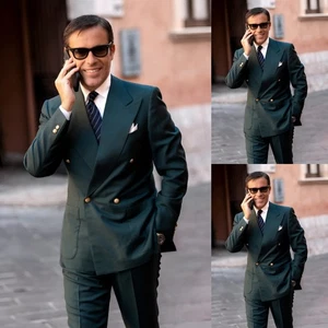 Wide Peak Lapel Men's Suits Formal Evening Blazer 2Pcs Business Tuxedos Jacket - Picture 1 of 17