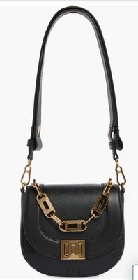 Mini Bandolera Karl Lagerfeld Paris Cuero Negro Cadena Dorada Nuevo con Etiquetas Precio de venta sugerido por el fabricante $348 Foto 1 de 4