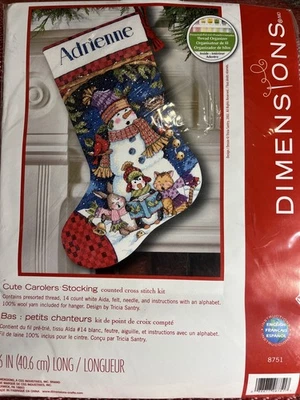 Dimensions Cute Carolers Stocking Counted Cross Stitch Kit-16" Long 14 Count - Image 1 of 2