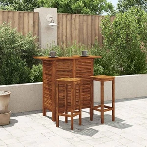 vidaXL Outdoor Bar Table with 2 Shelves Solid Acacia Wood 43.3"x19.7''x 41.3" vi - Picture 1 of 7