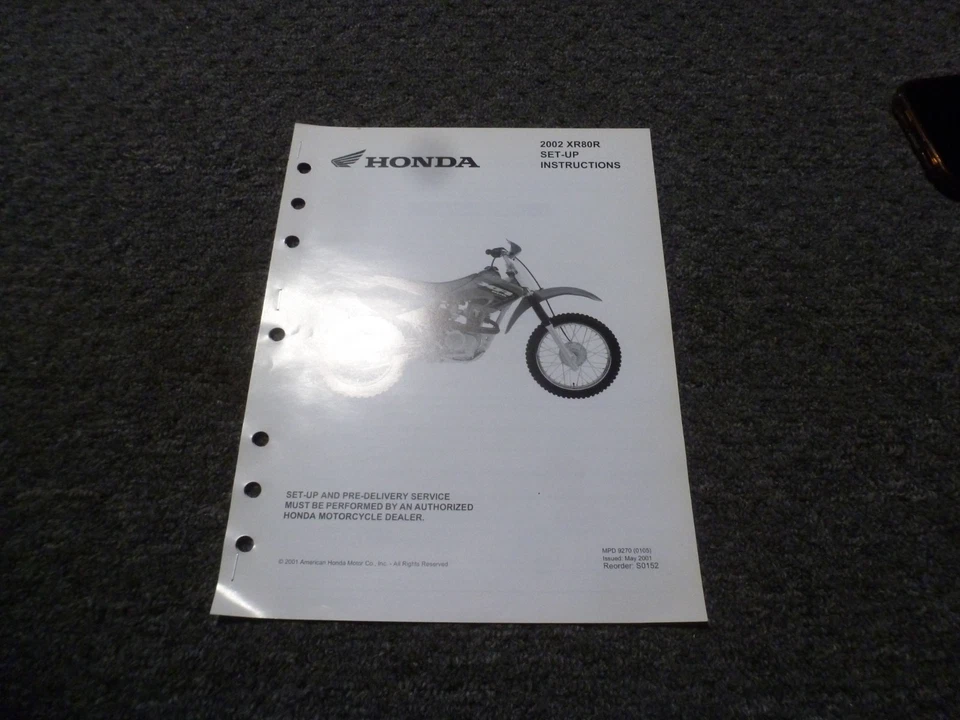 Honda XR80R 2002 moto cross instrucciones de configuración manual del propietario xz Foto 1 de 1