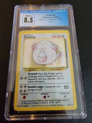 Chansey Holo Base Set 3/102 WotC Pokemon Card Mint CGC 8.5 Graded - Image 1 of 2