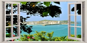 St Ives Cornwall Holiday Sea Fishing Fabric Poster Sticker Art Self Adhesive - Picture 1 of 6