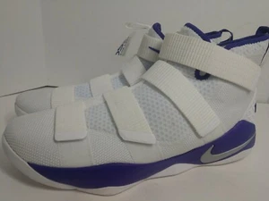 Mens Nike Lebron Basketball Shoes Zoom Purple/White Hook&Loop 943155-117 Sz 16.5 - Picture 1 of 12