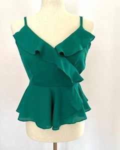 Asos Green Ruffle Sleeveless Wrap Top, Size 6 - Picture 1 of 4