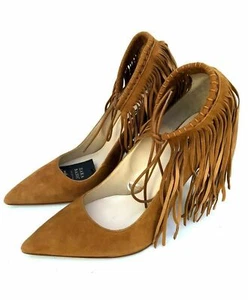 Zara Mujer de Piel Tacón Alto Zapatos UK 3 4 5 6 Flequillo Salón Tobillo Encajes - Imagen 1 de 8