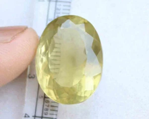 26.60 Ct Oval With Brilliant Faceted Cut Natural Yellow Lemon Quartz, Africa - Picture 1 of 3
