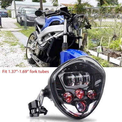 Faro LED de 7" haz alto/bajo DRL + soporte de 1,69" para Honda CBR 600 250 125 personalizado Foto 1 de 4