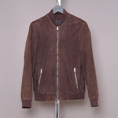 ALL SAINTS Suede Leather Jacket SMALL Mens Biker Bomber Brown KAIGO Celebrity S - Image 1 of 4