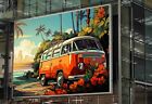 TRIPPY PSYCHEDELIC VW CAMPER VAN POSTER PRINT ART TRAVEL HIPPIE ABSTRACT - A3 A4