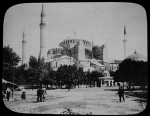 ST SOPHIA MOSQUE EXTERIOR CONSTANTINOPLE C1890 EARLY PHOTO Magic Lantern Slide - Picture 1 of 3
