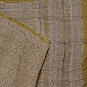 Namaste Vintage Brown Sarees 100% Pure Silk Floral Printed Sari 6YD Craft Fabric - Picture 1 of 6