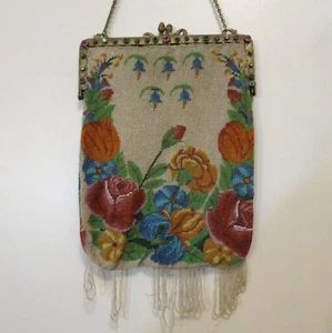 Bolso de mano vintage con micro cuentas victoriano alrededor de 1900 - Imagen 1 de 8