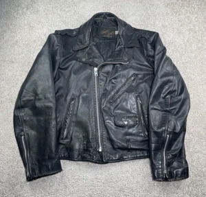 Chaqueta de moto de cuero Montgomery Ward vintage talla 44 años 60 barlovento para hombre - Imagen 1 de 17