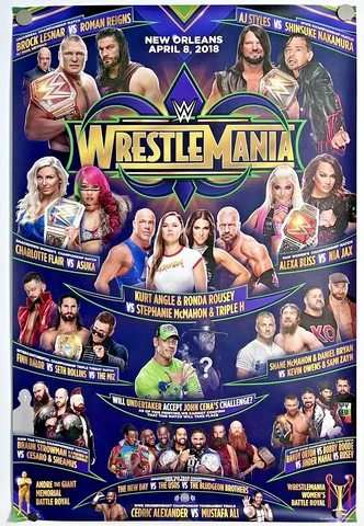 WWE WRESTLEMANIA 34 Official 24x36 Lineup Poster JOHN CENA vs UNDERTAKER wwf Cover