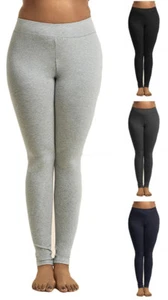 PLUS Basic Ladies Elasticized Waist COTTON Spandex Leggings XL ~ 3XL - Picture 1 of 6