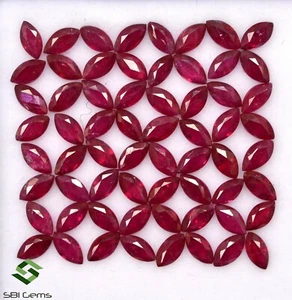5.50 Cts Natural Ruby Marquise Cut 4x2 mm Lot 50 Pcs Calibrated Loose Gemstones - Picture 1 of 4