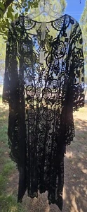 Anthropologie E By Eloise Lace Kaftan Womens Boho Cover Up Robe Black NWT - Picture 1 of 8
