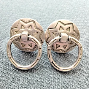 VTG C STEIN SILVER TONE EIGHT POINTED STAR DOOR KNOCKER CLIP ON EARRINGS SIGNED - Picture 1 of 6