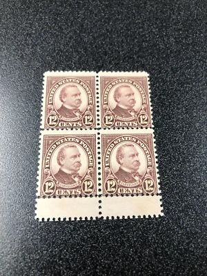 US 693 Block of 4 Cleveland 12 Cents Gutter Snipe / Mint Never Hinged. - Image 1 of 4