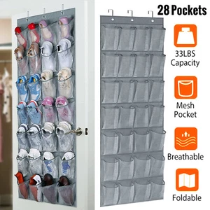 28 Pocket Over Door Shoe Organizer Rack Hanging Storage Holder Hanger Bag Closet - Picture 1 of 9