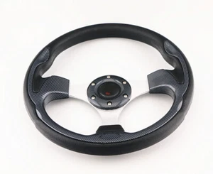 JDM Battle Racing Sport Drifting Black PVC Racing Steering Wheel 6 Bolt Horn 320 - Picture 1 of 4